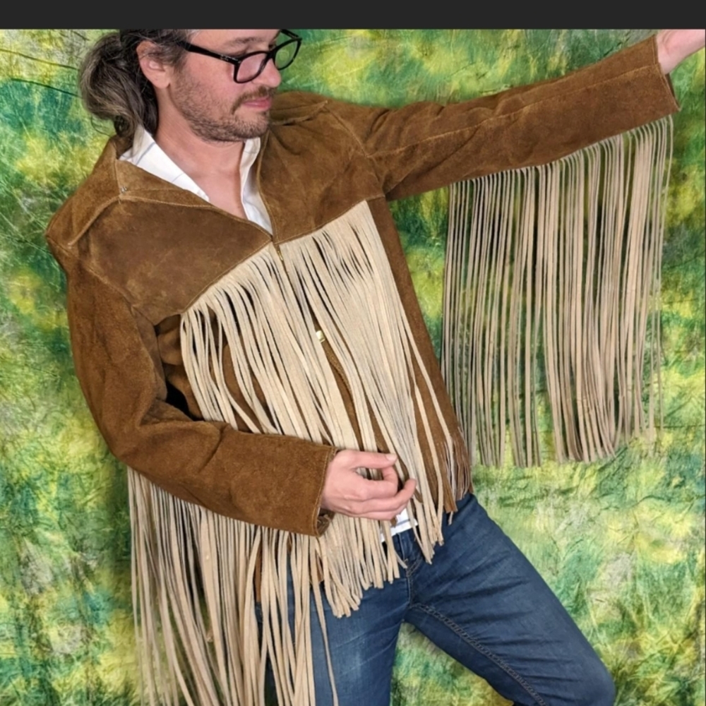 Vintage Brown Fringe Leather Jacket